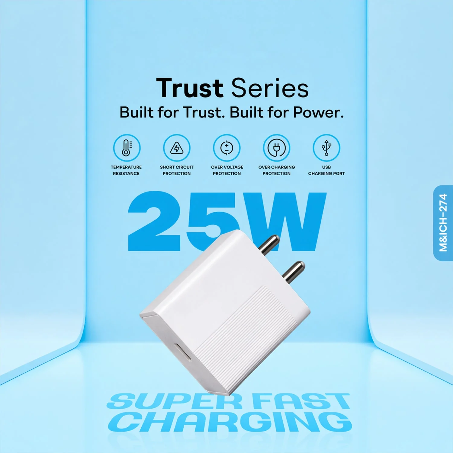 Trust Series 25W Fast Charging Type-C Wall Charger with Type-C Cable - Image 3