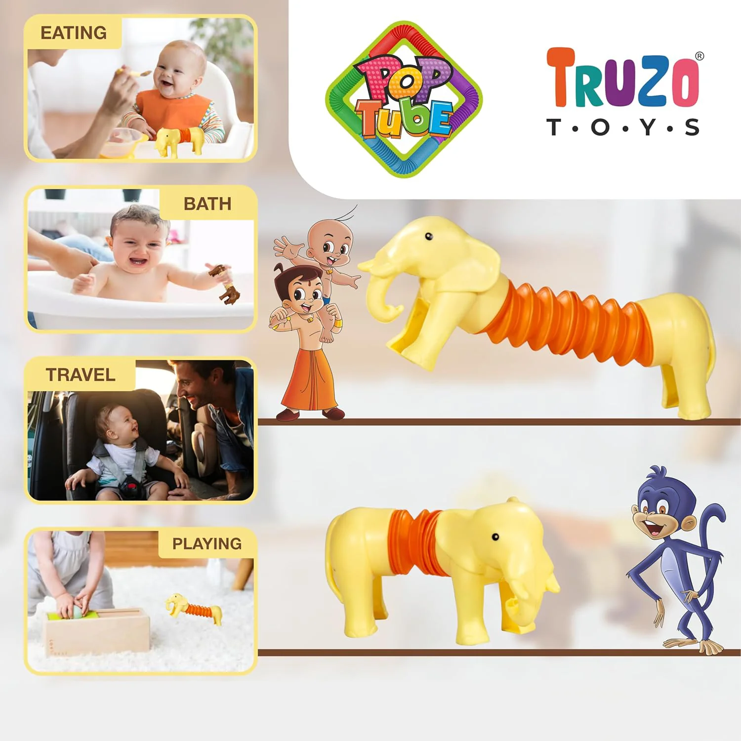 Truzo Toys Pop Tube Elephant – Shape Changing Telescopic Tube Toy for Kids - Image 3