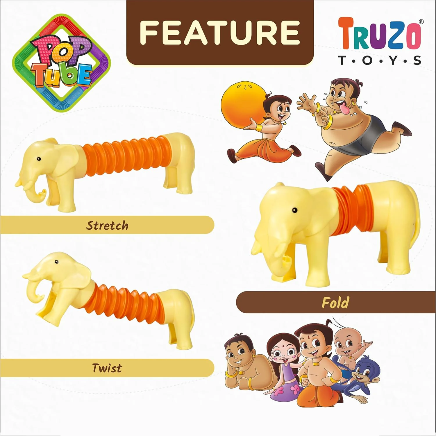 Truzo Toys Pop Tube Elephant – Shape Changing Telescopic Tube Toy for Kids - Image 4
