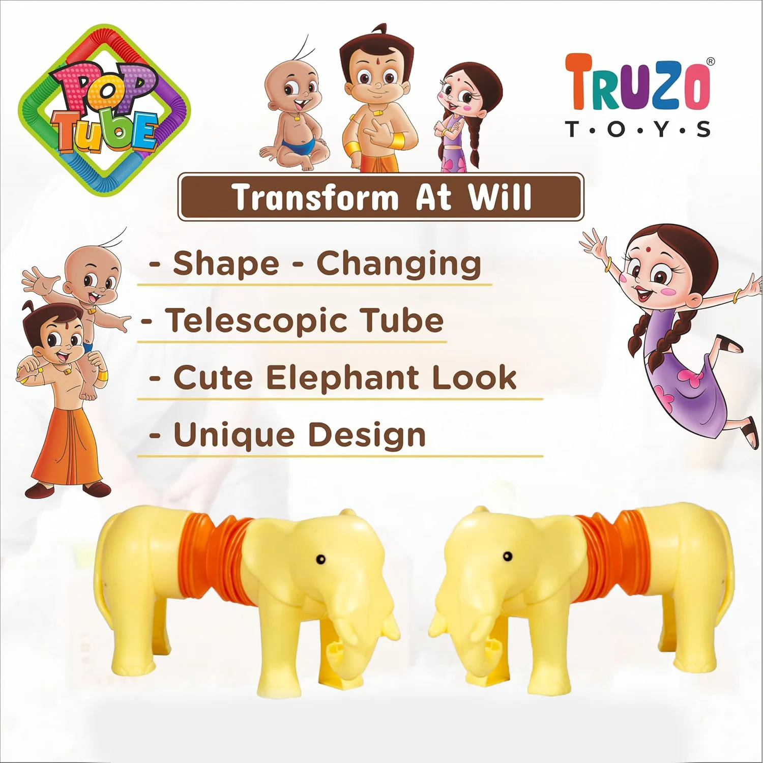Truzo Toys Pop Tube Elephant – Shape Changing Telescopic Tube Toy for Kids - Image 5