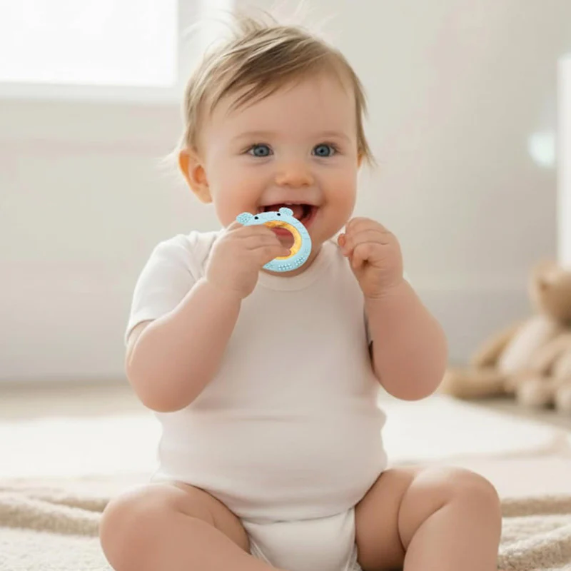 Truzo Toys Ring Rabbit Baby Teether | Soft Silicone & Wooden Teething Ring Infants - Image 3