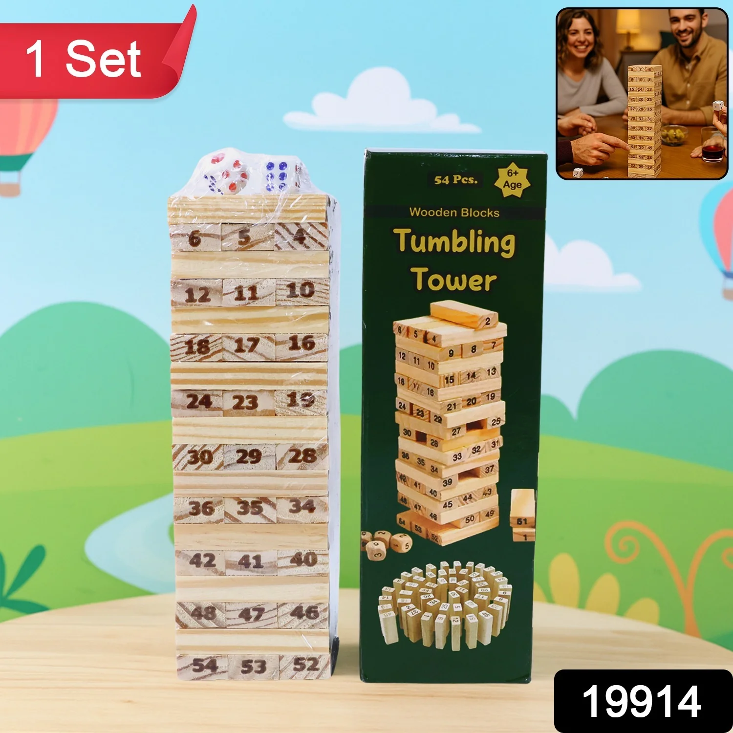 Tumbling Tower Wooden Blocks Game - (Set) - Image 2