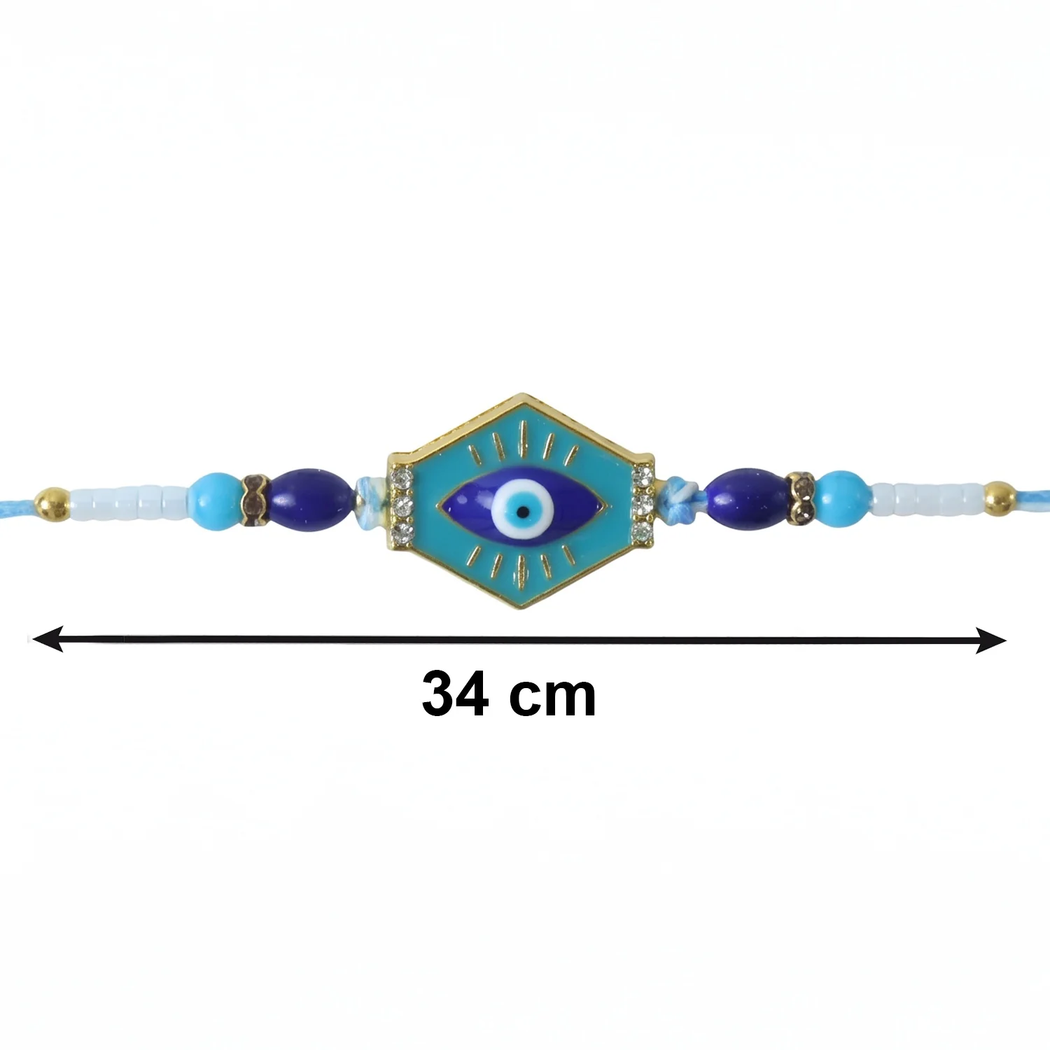 Turquoise Evil Eye Hexagon Designer Rakhi - Image 6