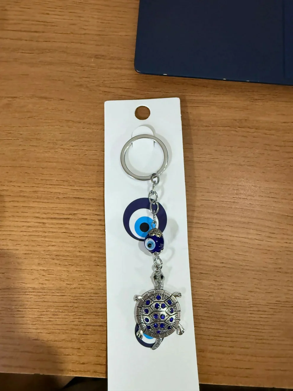 Turtle Keychain with Evil Eye Charm Metal Key Ring Pendant - Image 5