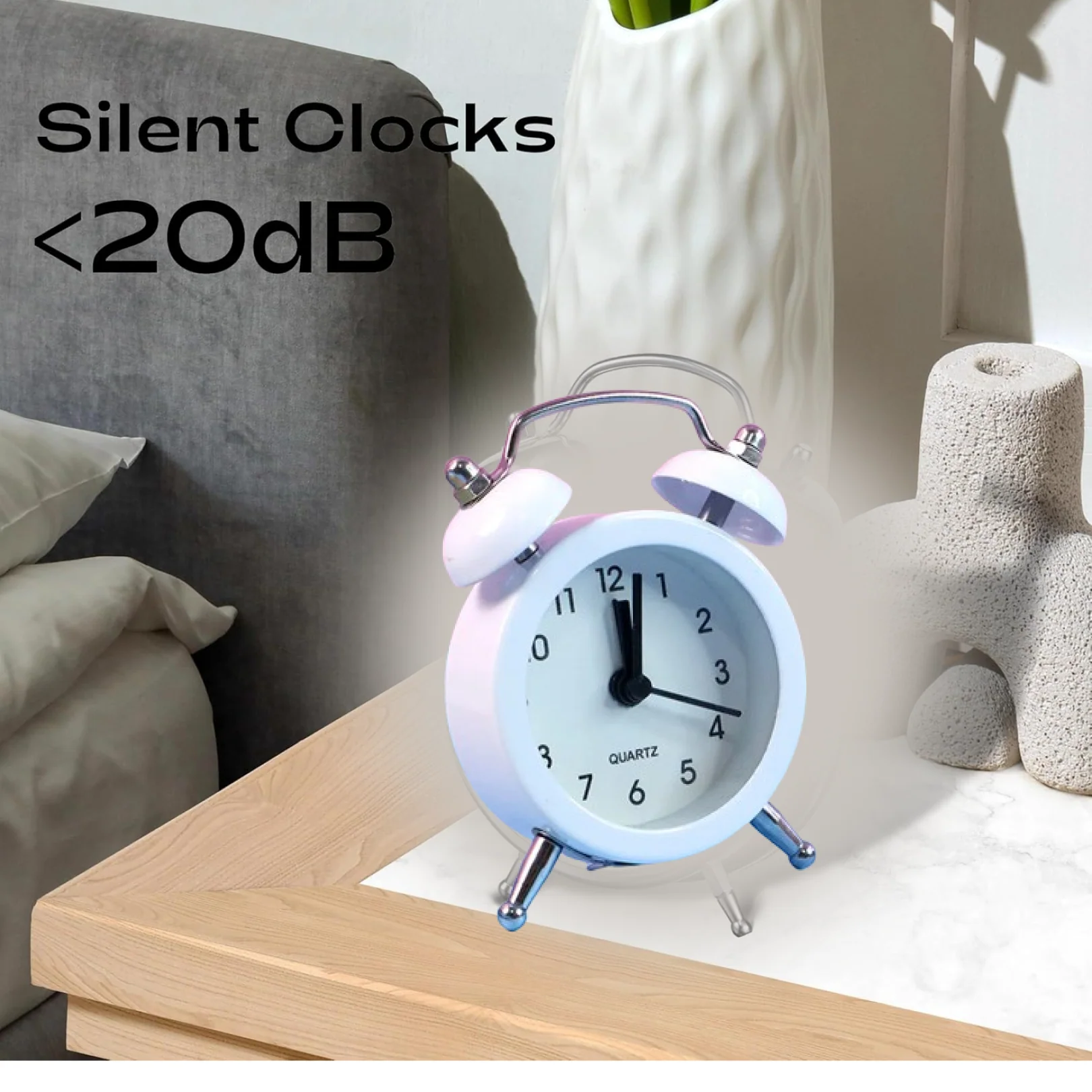 Small Twin-Bell Analog Alarm Clock - (1 Pc) - Image 3
