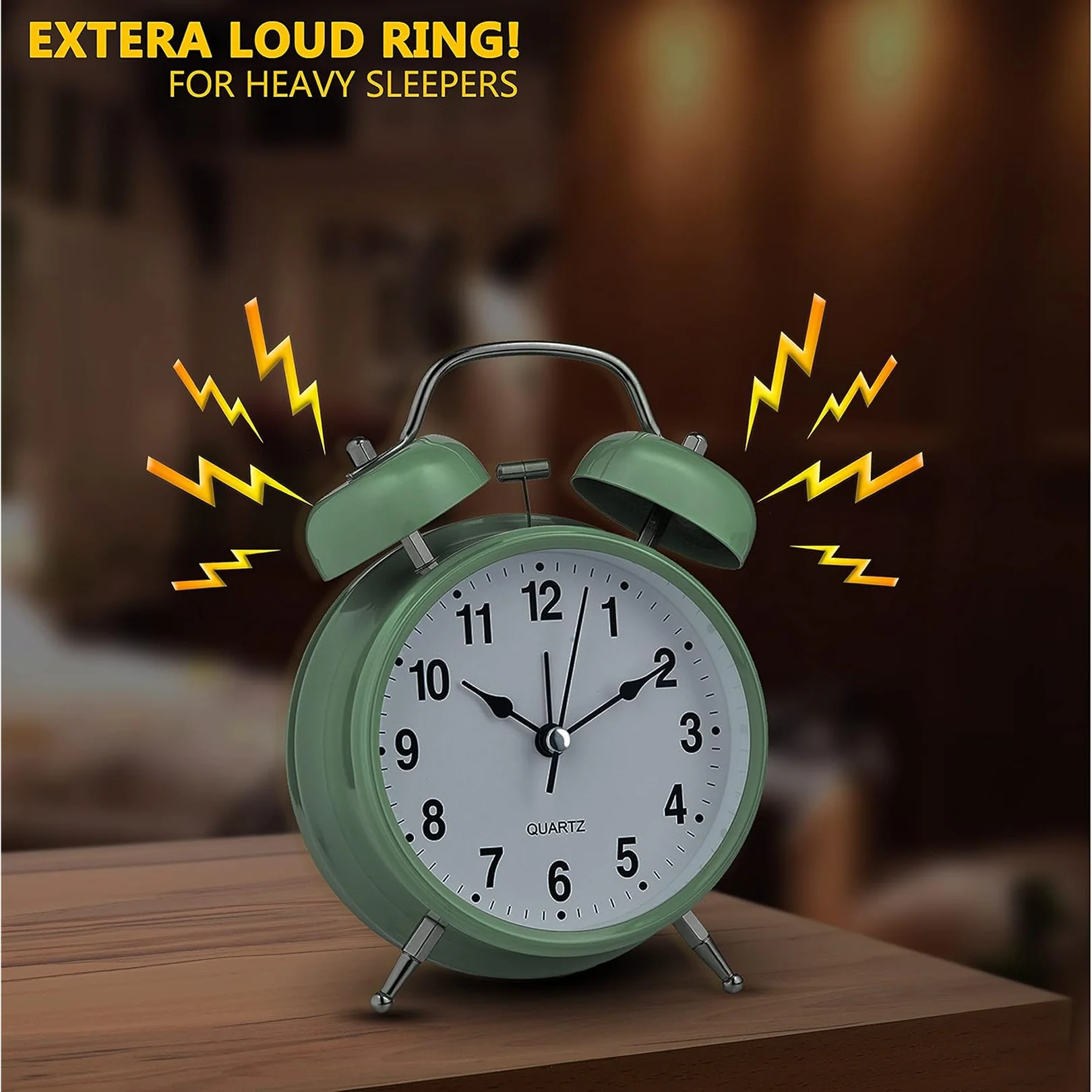 Small Twin-Bell Analog Alarm Clock - (1 Pc) - Image 5
