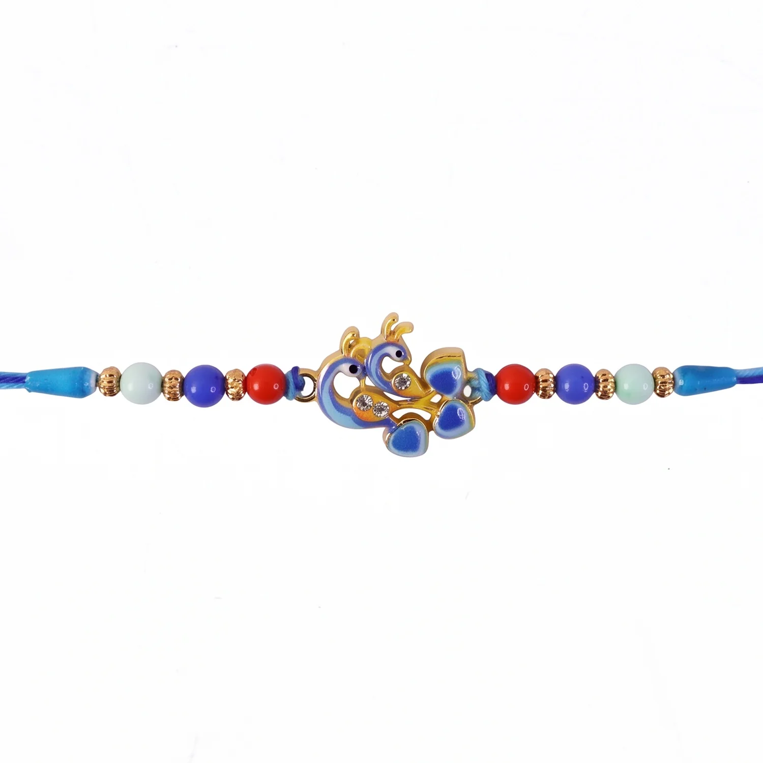 Twin Peacock Golden Enamel Designer Rakhi - Image 5