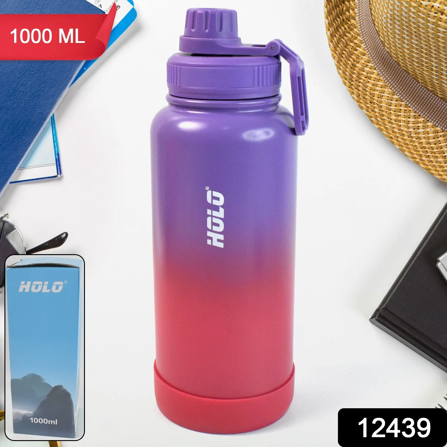 Two Tone Pink Stainless Steel Water Bottle | Copper Coated Vacuum Insulation (1000ml) - Image 2
