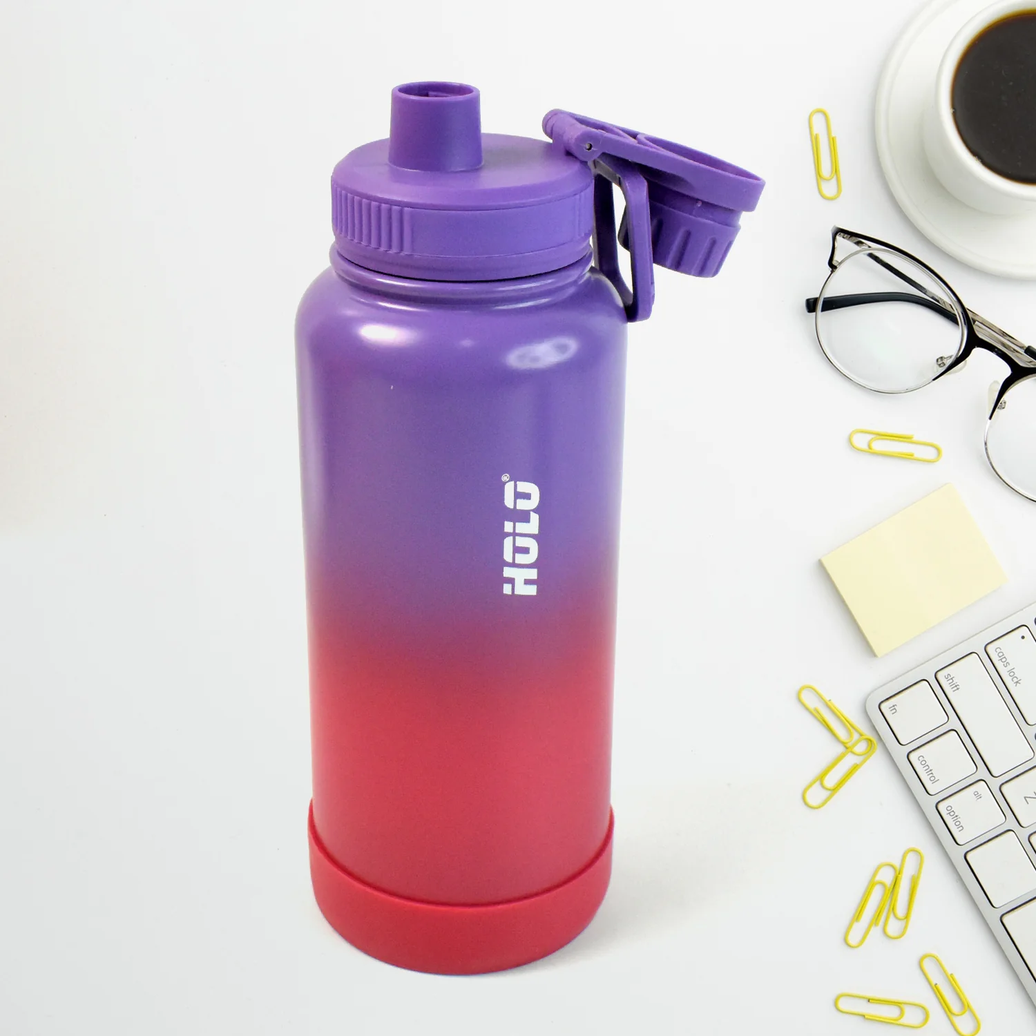 Two Tone Pink Stainless Steel Water Bottle | Copper Coated Vacuum Insulation (1000ml) - Image 3