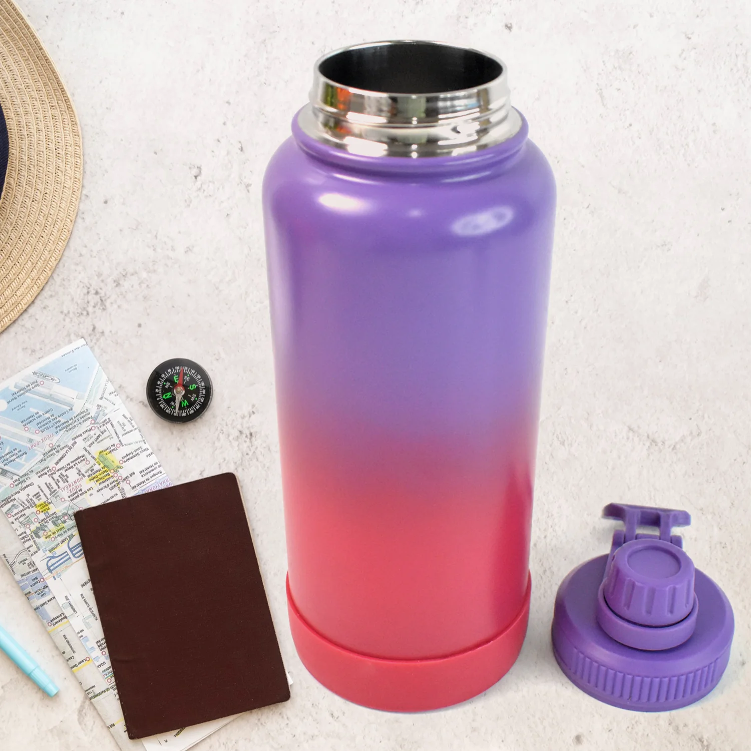 Two Tone Pink Stainless Steel Water Bottle | Copper Coated Vacuum Insulation (1000ml) - Image 4