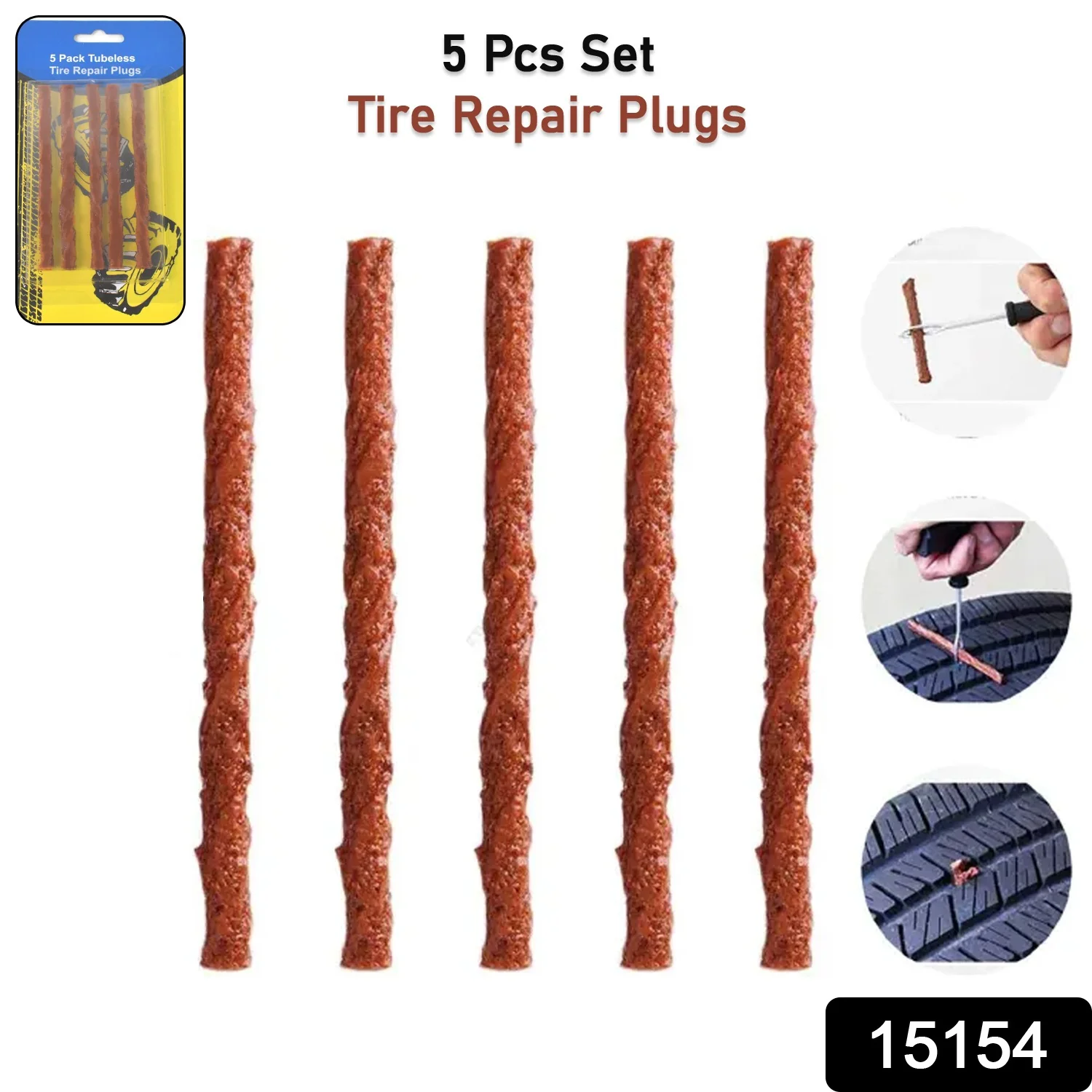 Tyre Repair Brown Emergency Puncture Seal Strips (5 Pcs Set) - Image 2