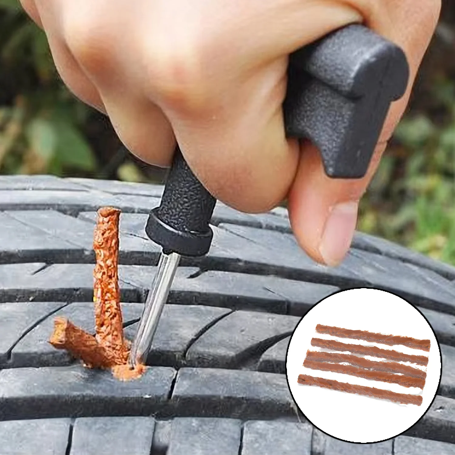 Tyre Repair Puncture Kit with 5 Rubber Strips (8 Pcs Set) - Image 5