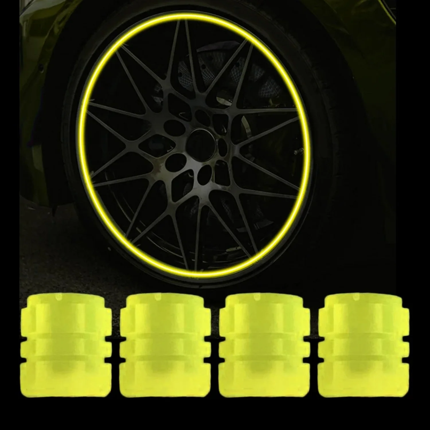 Luminous Tyre Valve Caps – Glow-in-the-Dark Air Stem Covers (4 Pcs / Mix Colour) - Image 3