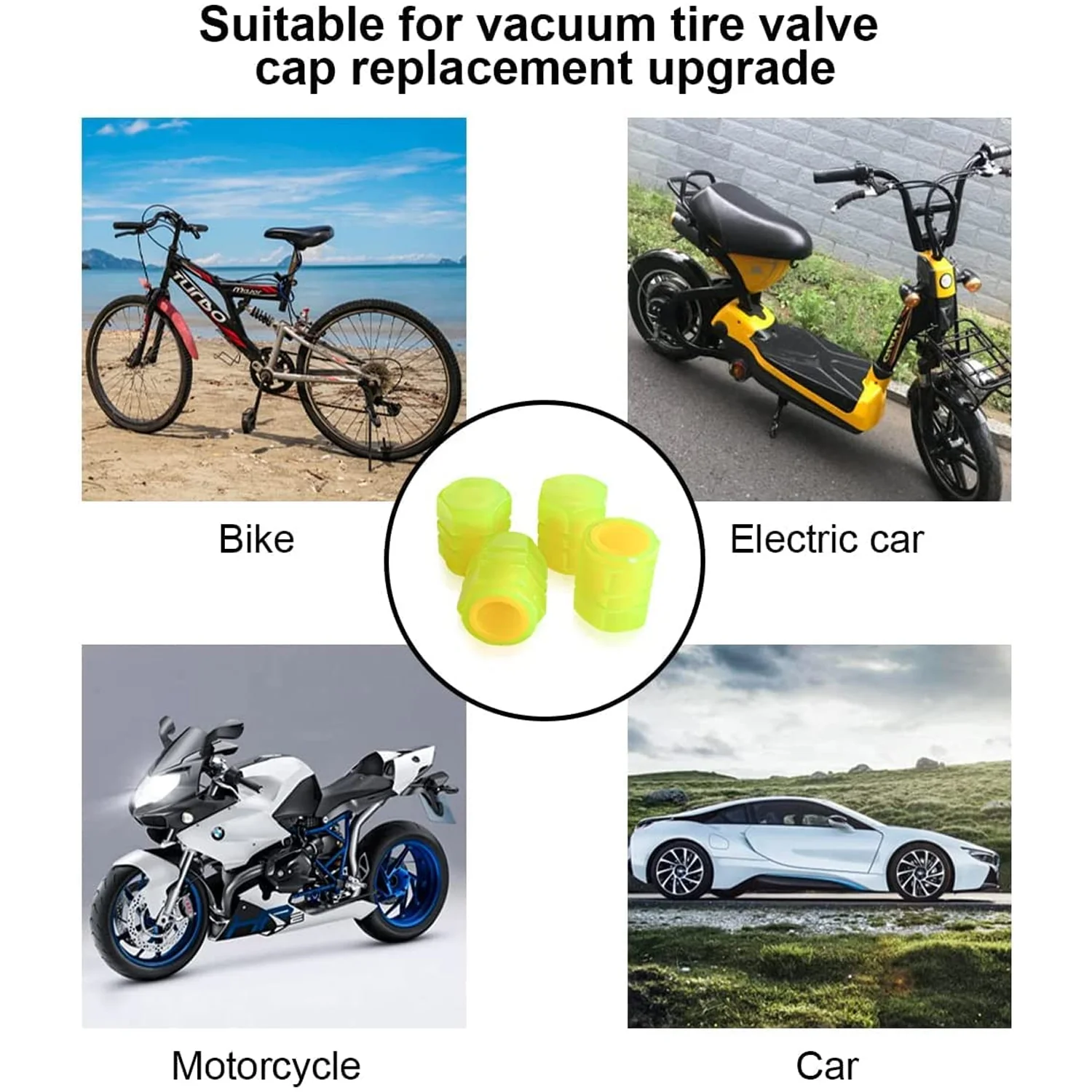 Luminous Tyre Valve Caps – Glow-in-the-Dark Air Stem Covers (4 Pcs / Mix Colour) - Image 4