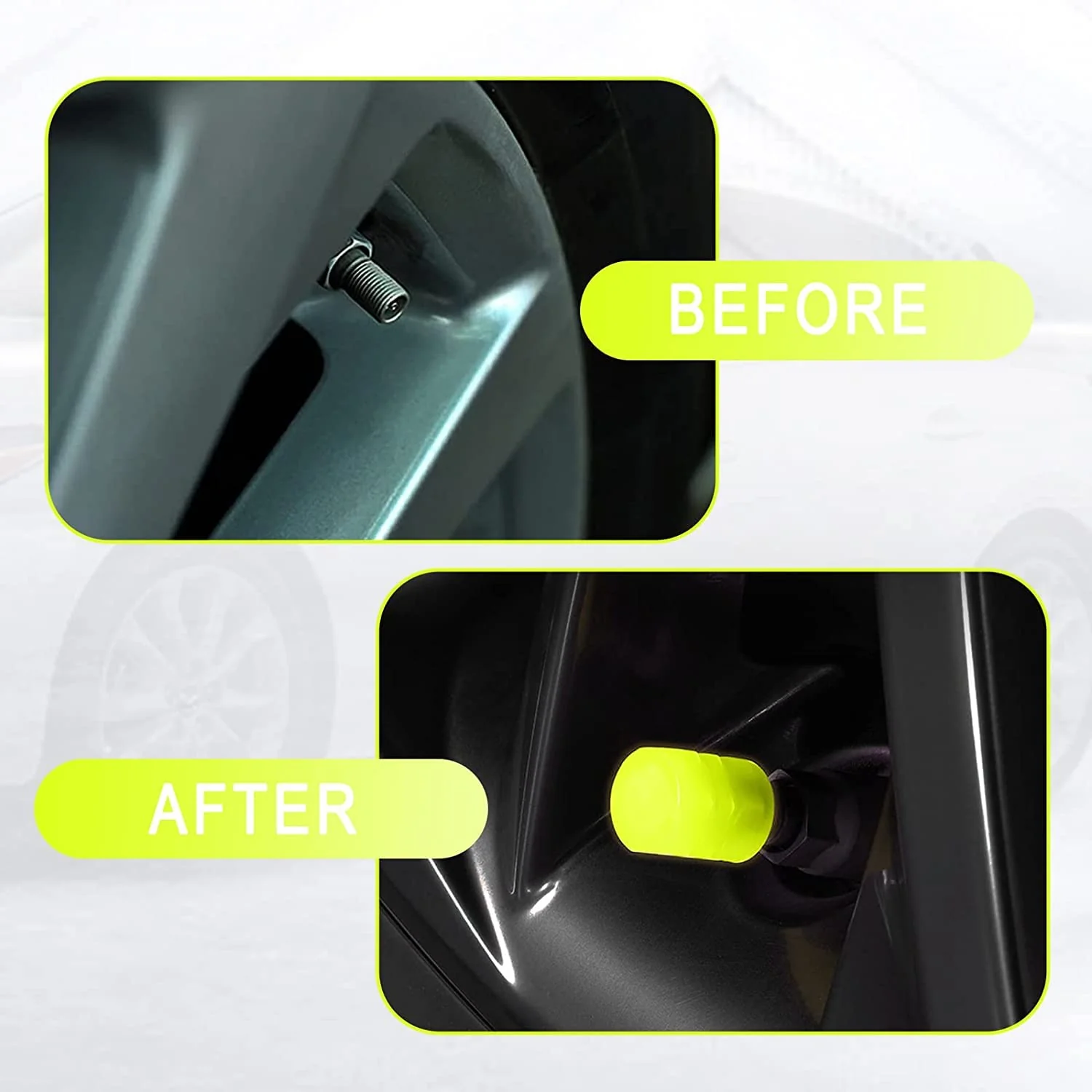 Luminous Tyre Valve Caps – Glow-in-the-Dark Air Stem Covers (4 Pcs / Mix Colour) - Image 9