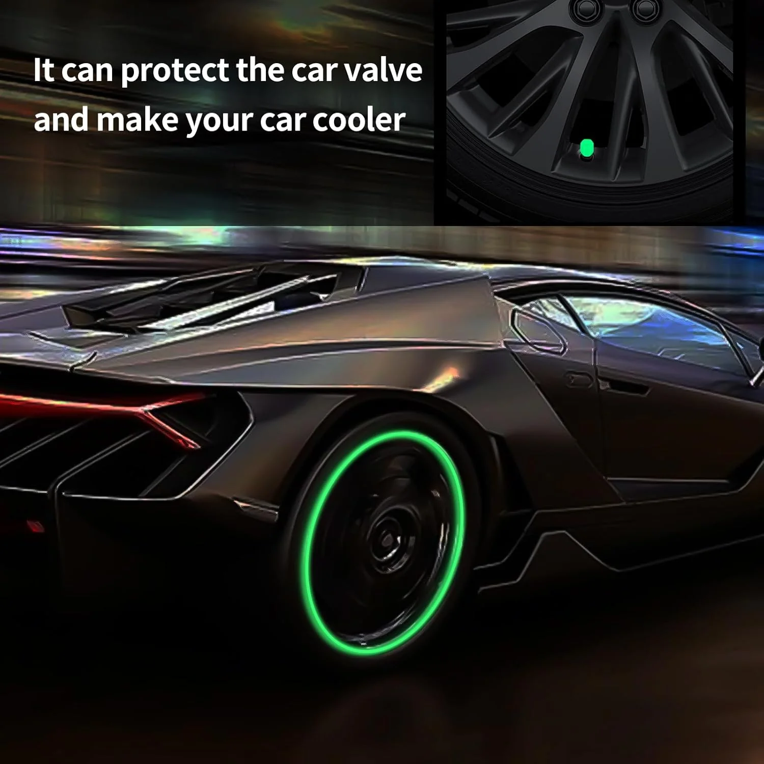 Tyre Valve Caps Luminous Glow Car Tire Valve Cap Covers vaal cap (100 Pcs Set) - Image 3