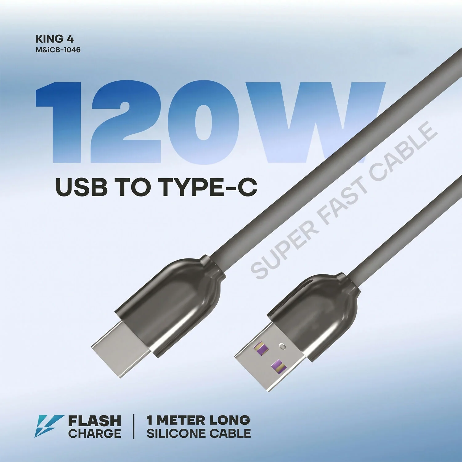 Ultra Fast 120W USB to Type C Charging Cable (1 Pc, 1 Mtr) - Image 3