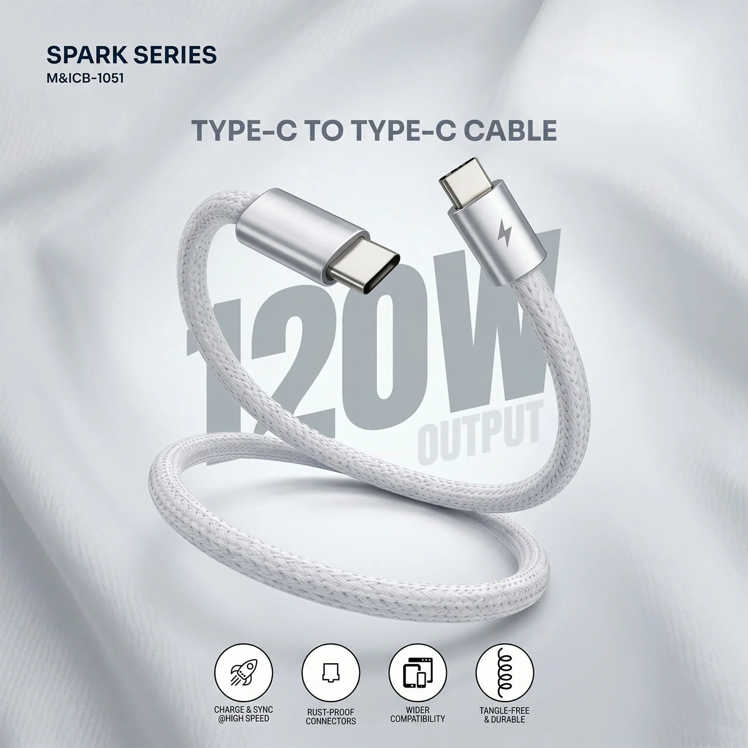 Ultra Powerful 120W Type C to Type C Super Fast Charging Cable (1 Pc, 1 Mtr) - Image 4