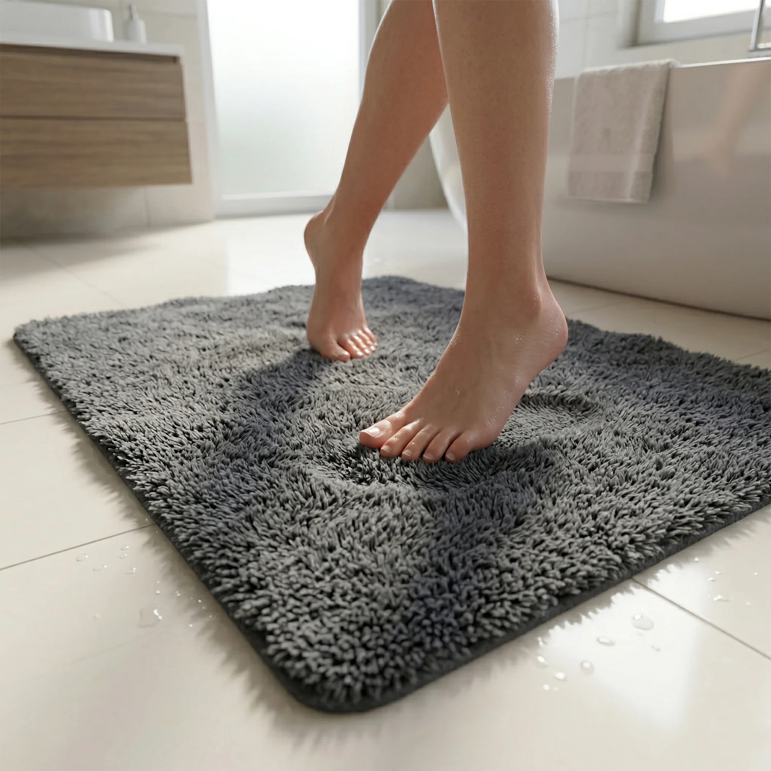 Ultra Soft Anti Slip Bathroom Floor Mat (1 Pc, 100x99 Cm) - Image 4