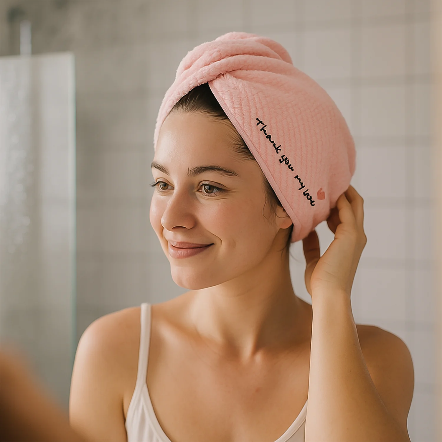 Ultra Soft Microfiber Hair Drying Towel Wrap with Button Lock (1 Pc) - Image 4