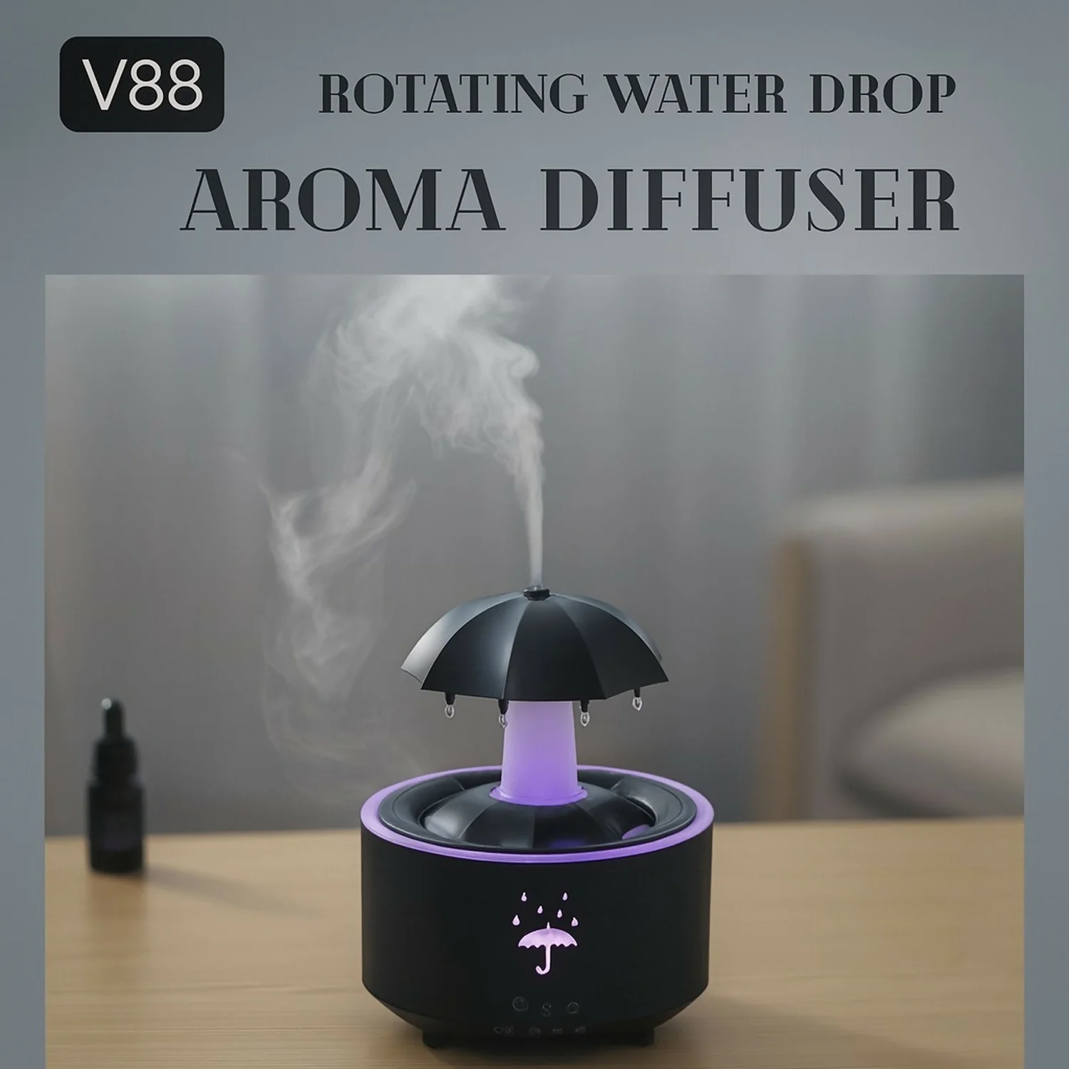 Umbrella Aroma Diffuser with Color Light & Rotating Mist for Home & Bedroom - Image 3