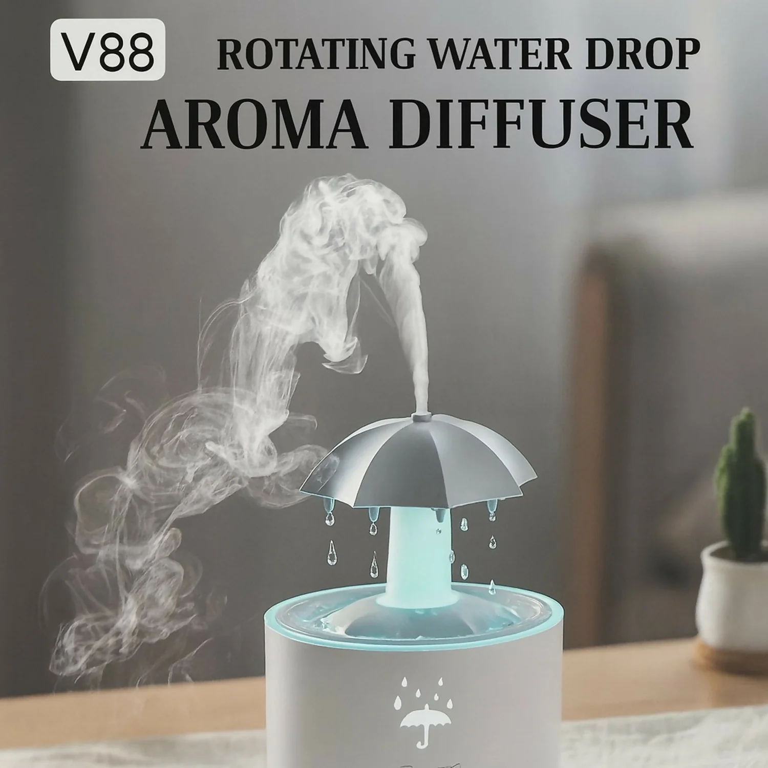 Umbrella Aromatherapy Diffuser with Colorful LED Lights & Cool Mist Spray - Image 3