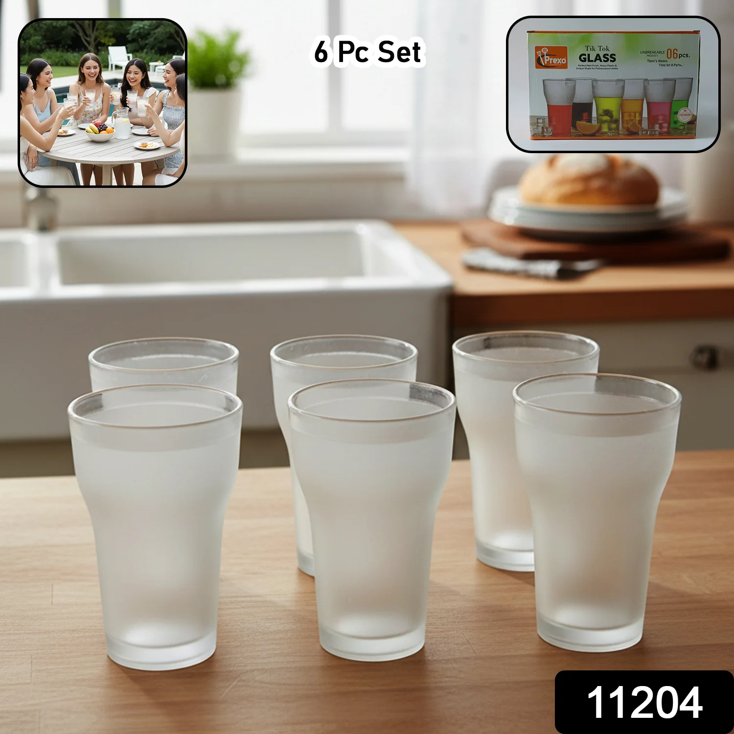 Prexo Unbreakable Plastic Drinking Water Glass (6 Pc Set, 300 ML Approx) - Image 2