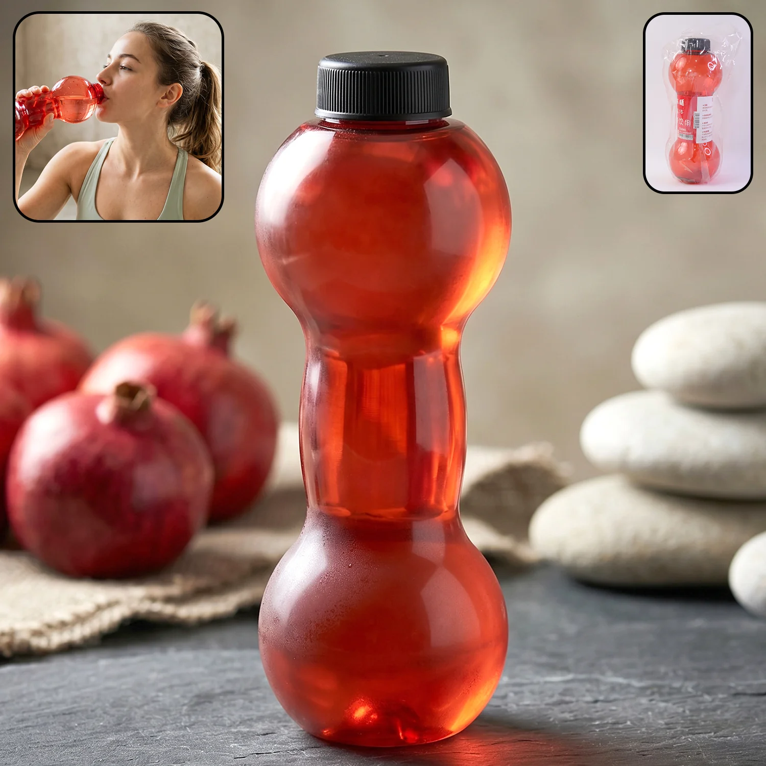 Plastic Dumbbell Shaped Water Bottle 550 ML for Fitness and Daily Hydration - Image 3