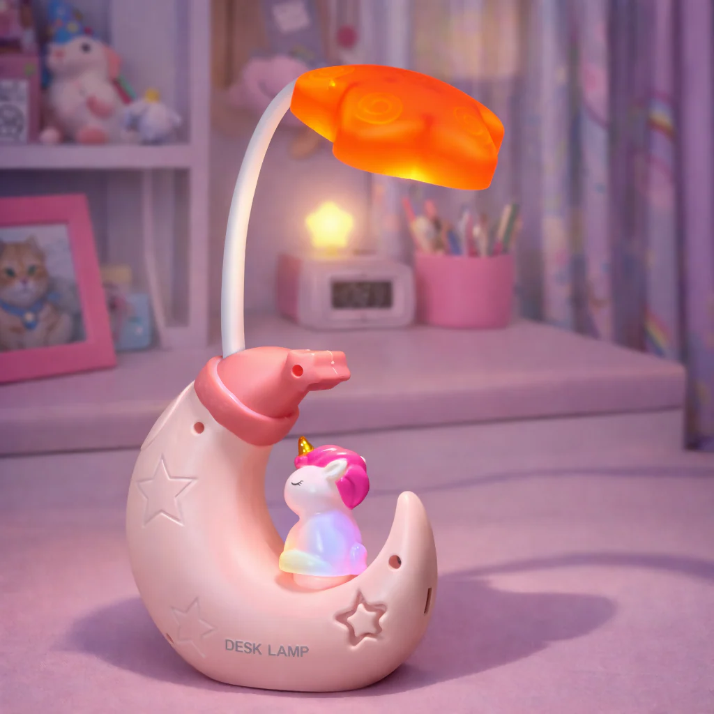 Unicorn Moon LED Desk Lamp with Pencil Sharpener for Kids Study Table - Image 2