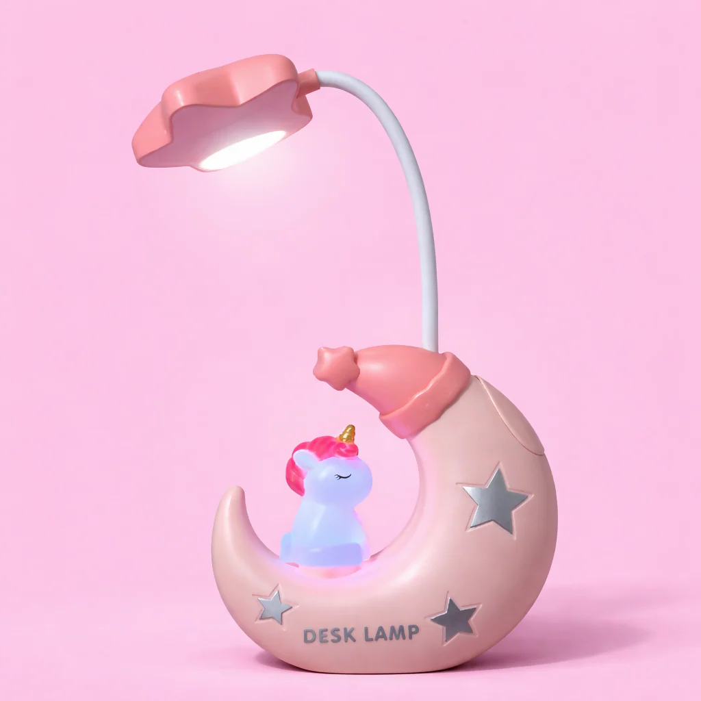 Unicorn Moon LED Desk Lamp with Pencil Sharpener for Kids Study Table - Image 3