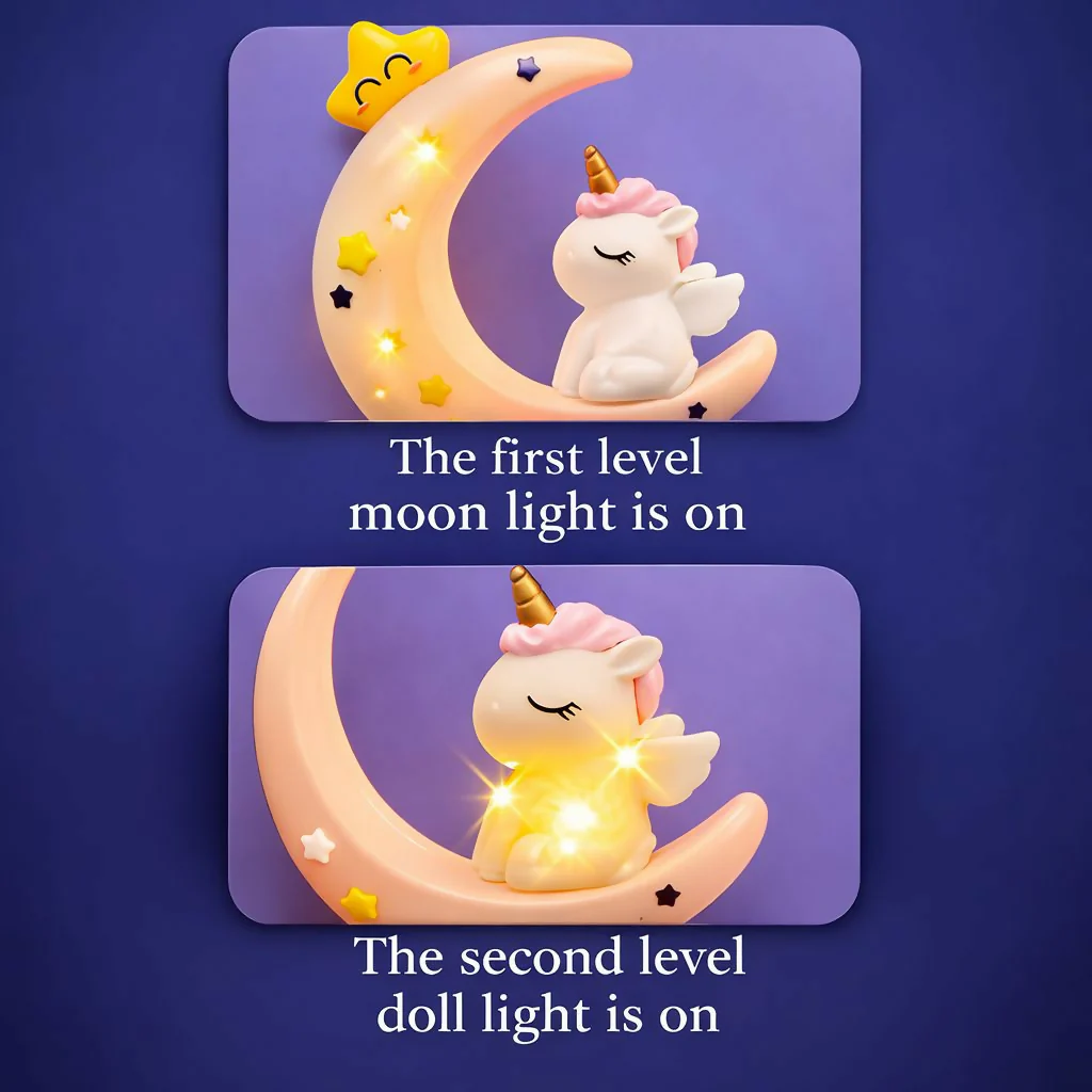 Unicorn Moon LED Night Lamp for Kids Bedroom USB Rechargeable - Image 4