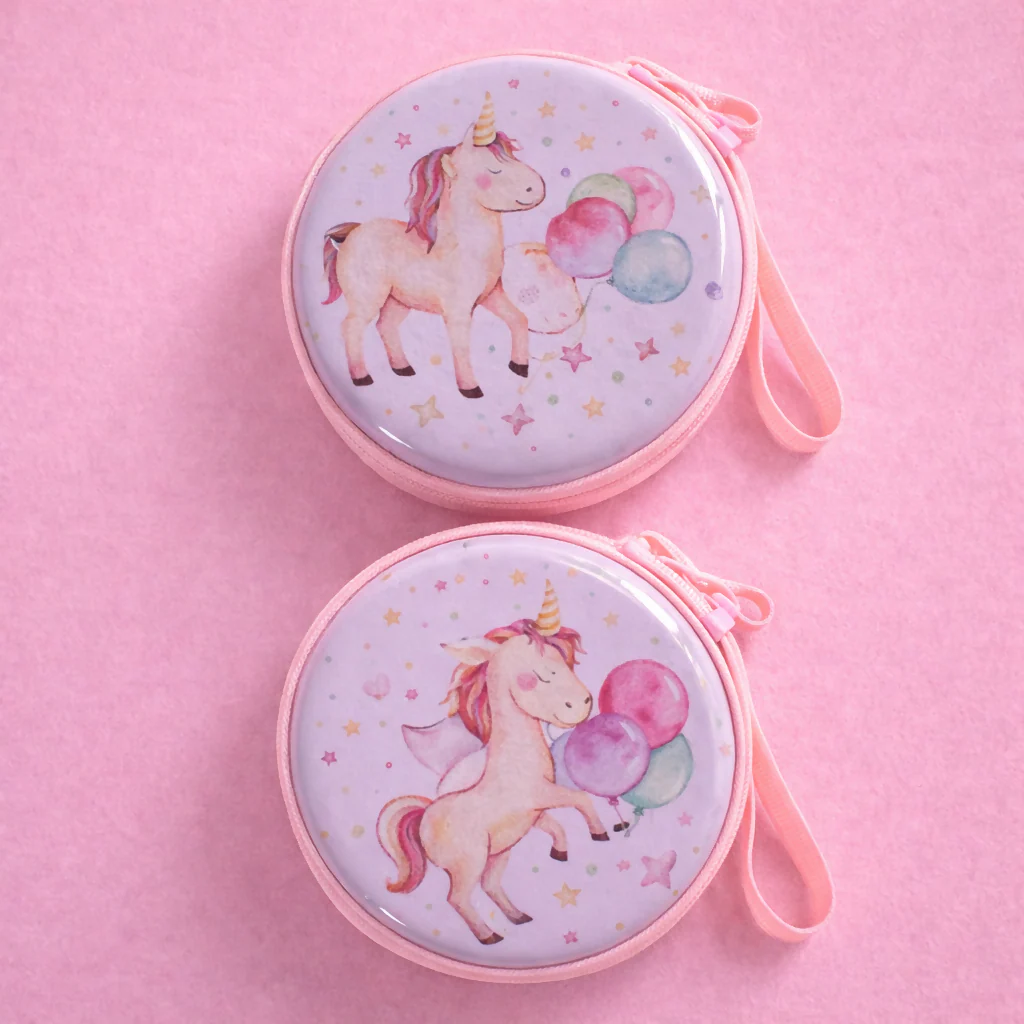 Unicorn Print Round Coin Pouch with Zipper & Wrist Strap for Kids and Gifting(DESIGN MAY VARY) - Image 3