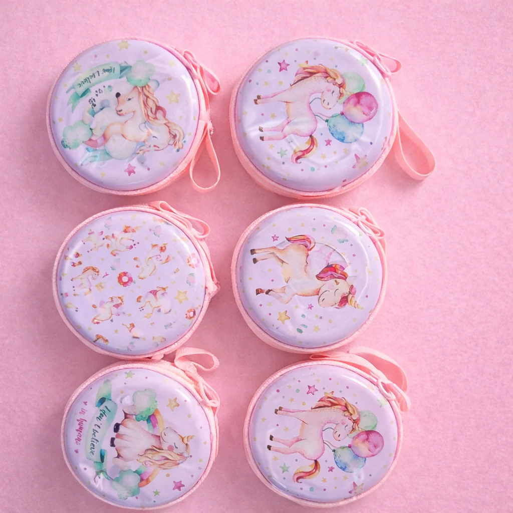 Unicorn Print Round Coin Pouch with Zipper & Wrist Strap for Kids and Gifting(DESIGN MAY VARY) - Image 4