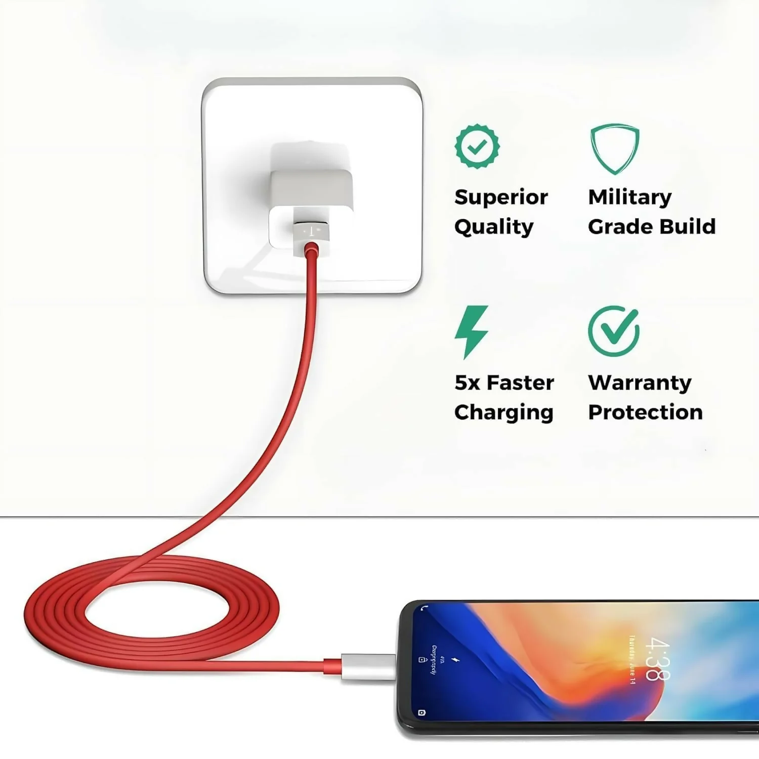 Uniteq 100W Fast Charger Adapter USB-A to Type-C VOOC Support (White) - Image 5