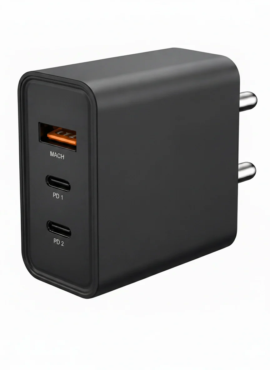 Uniteq 65W HyperGaN Fast Charger 2 Type-C PD + USB Port Adapter (Black) - Image 6