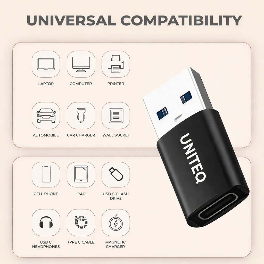Uniteq ConnectX USB OTG Adapter Type C Male to USB Female Connector - Image 3