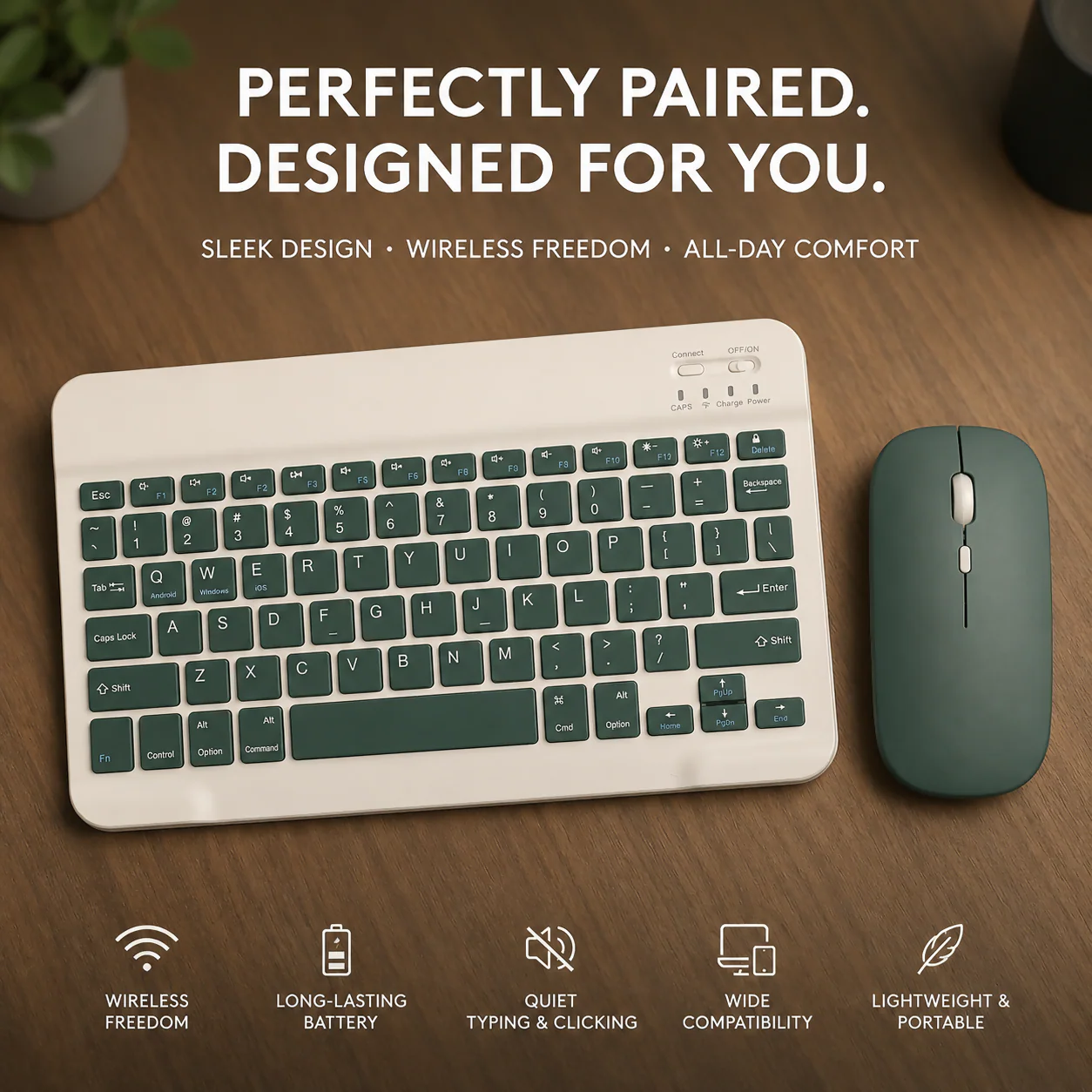 UNITEQ PASTEL POP Multicolour Rechargeable Bluetooth Keyboard & Mouse Combo - Image 3