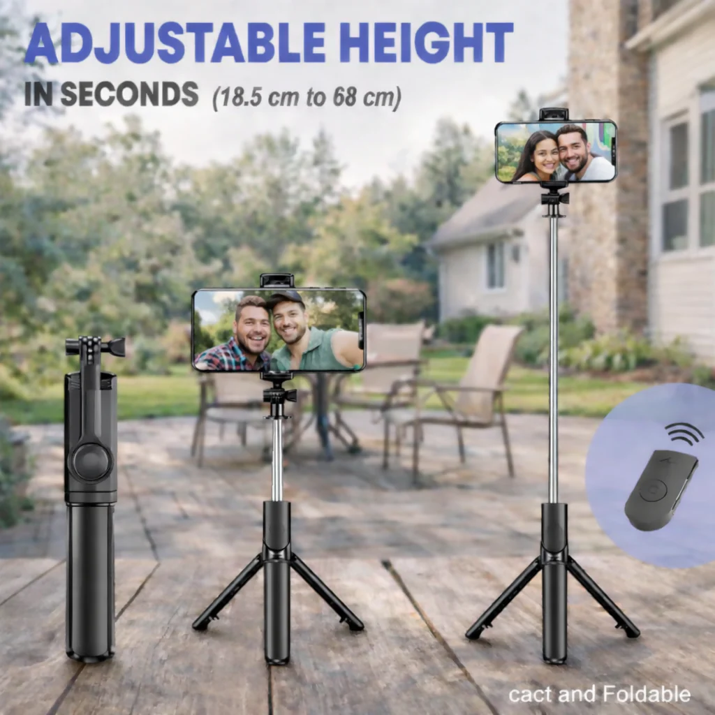 Uniteq Snappro X1 Bluetooth Selfie Stick Tripod with Remote (Black) - Image 2
