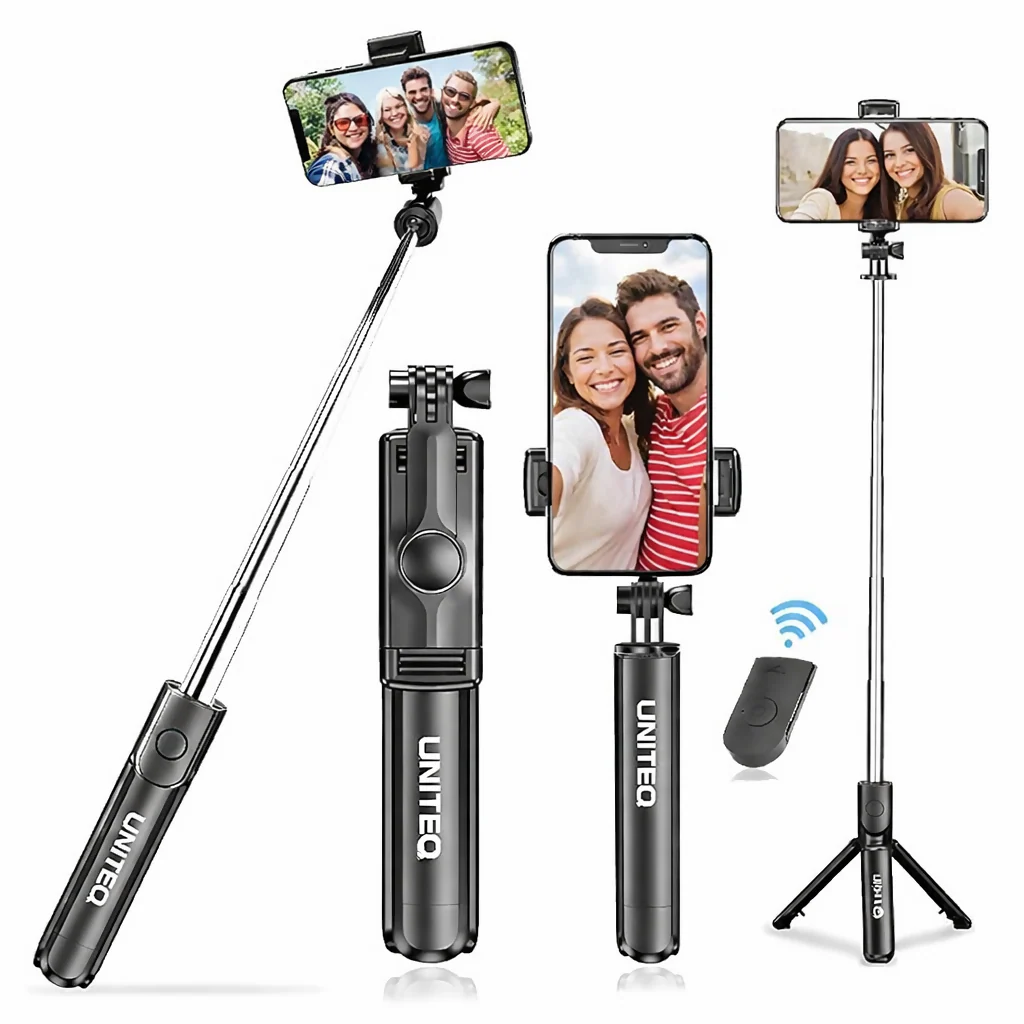 Uniteq Snappro X1 Bluetooth Selfie Stick Tripod with Remote (Black) - Image 5