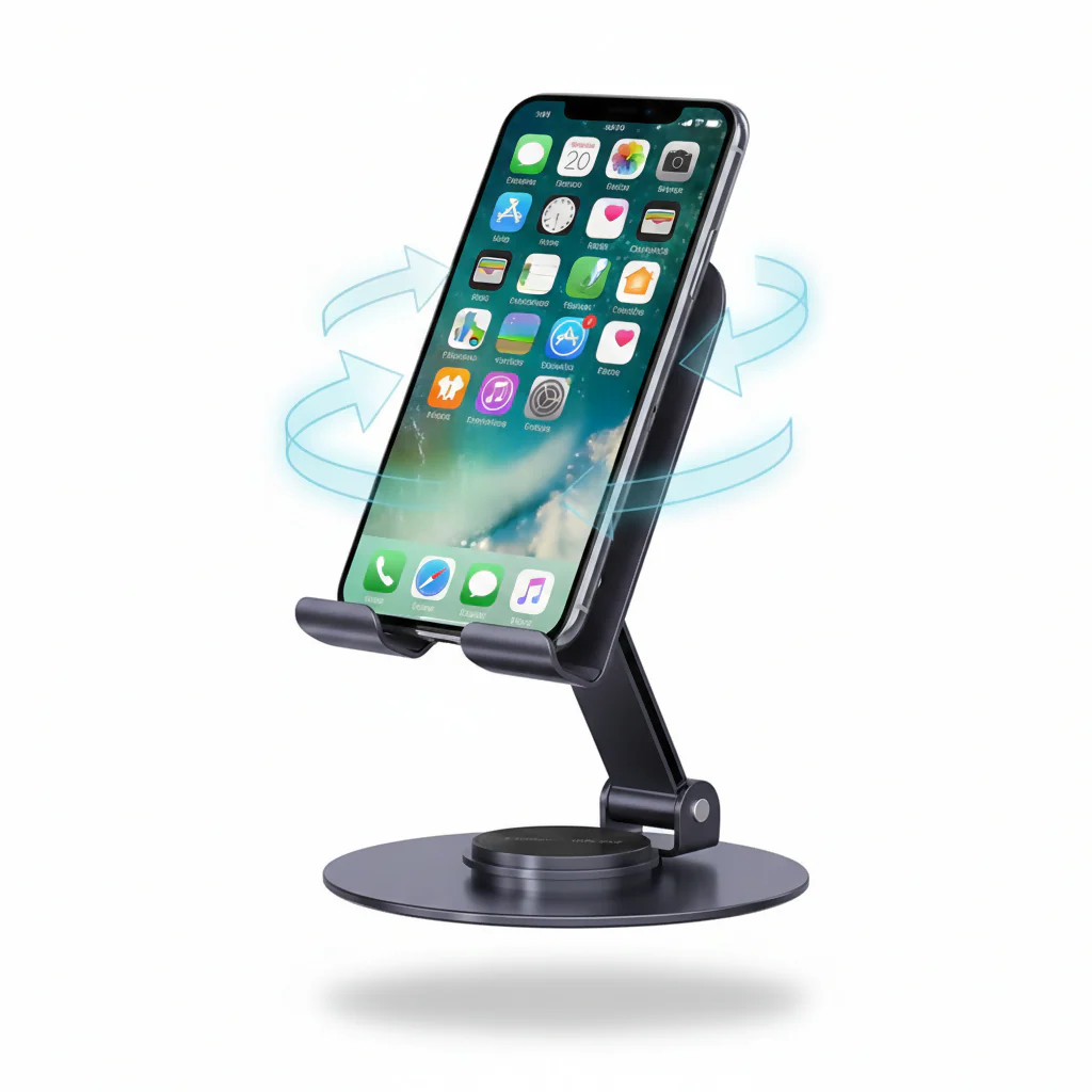 Uniteq SpinPro 360° Foldable Mobile Stand Adjustable Tablet Holder (Black) - Image 4