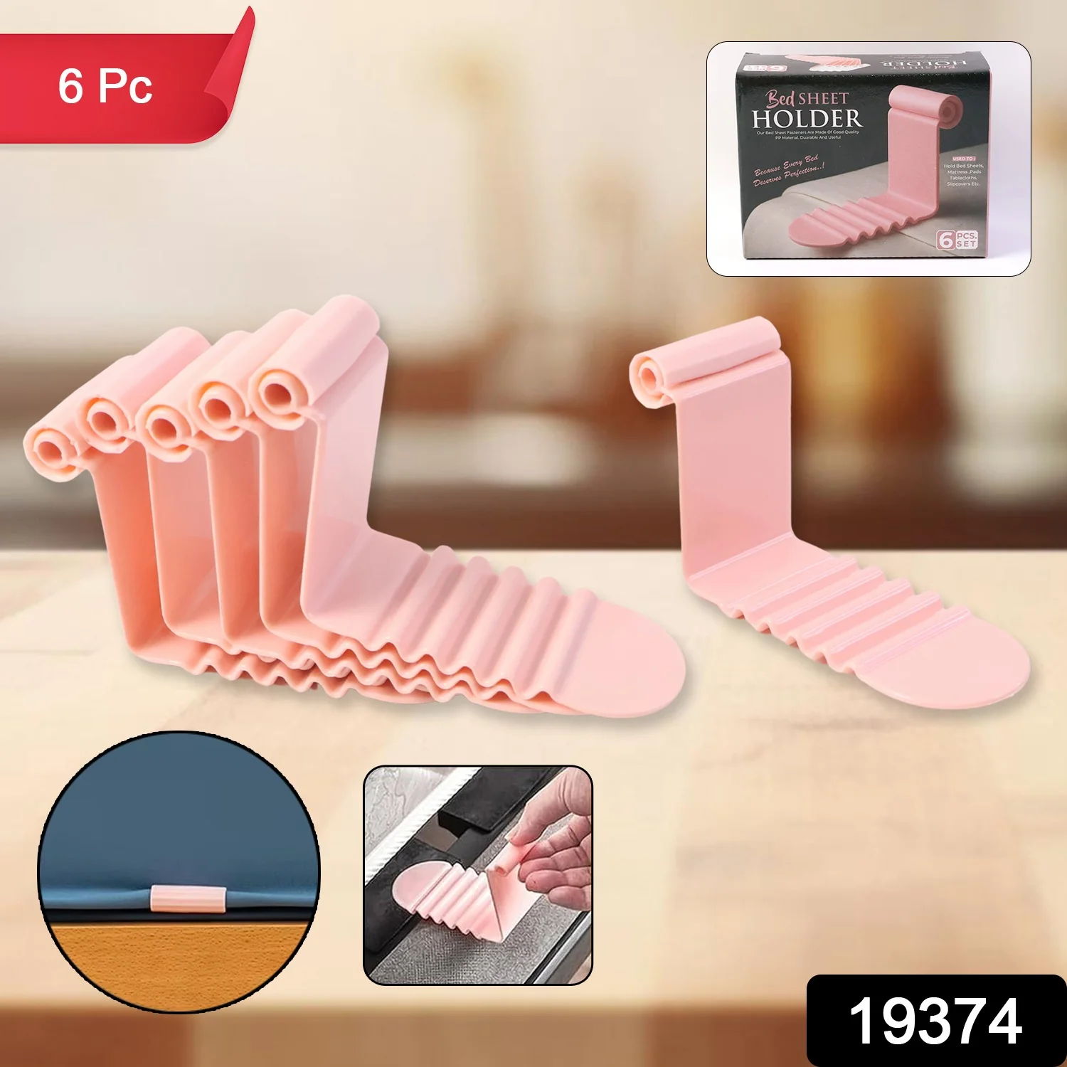 Universal Bed Sheet Holder Clip Set (Pack of 6) - Image 2