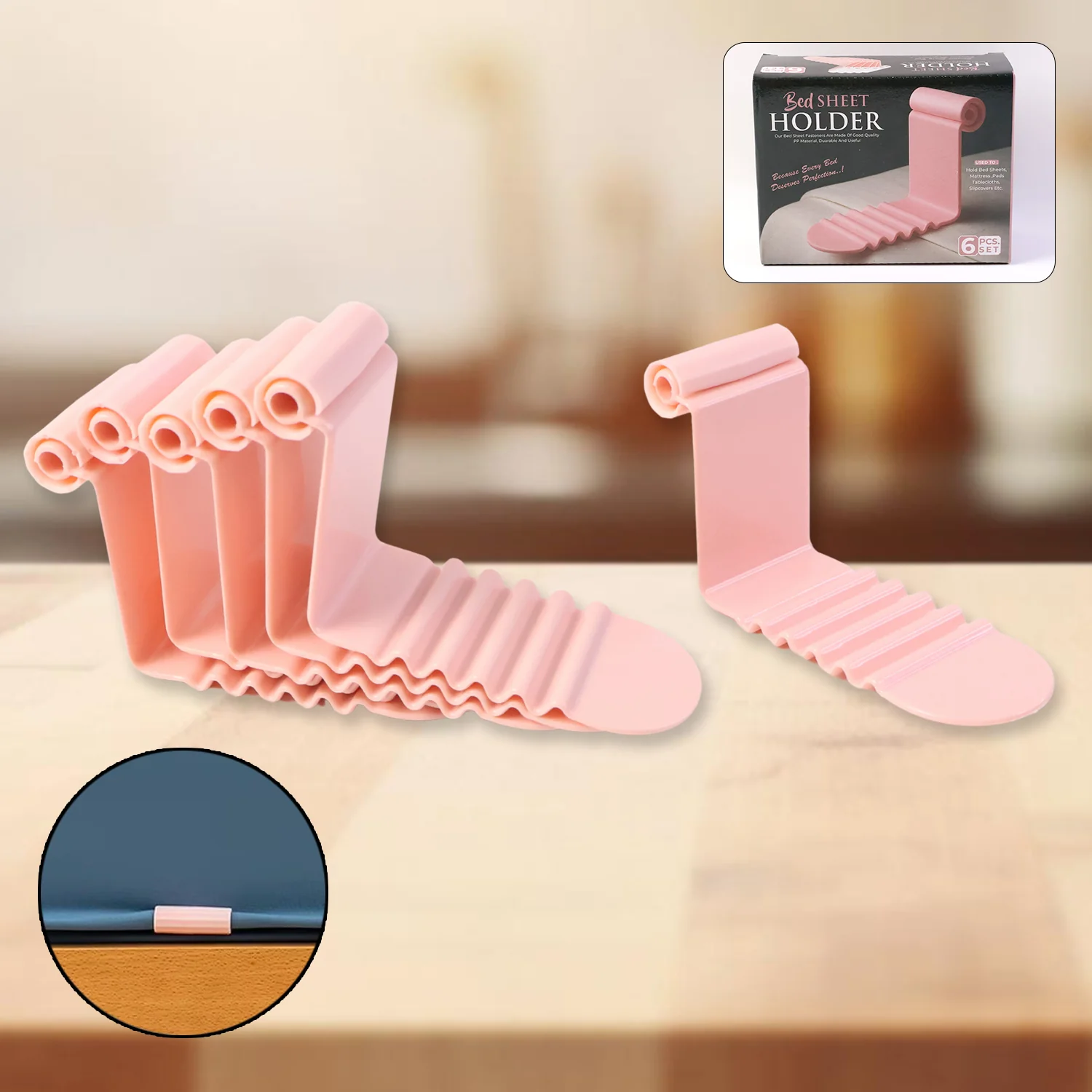 Universal Bed Sheet Holder Clip Set (Pack of 6) - Image 3