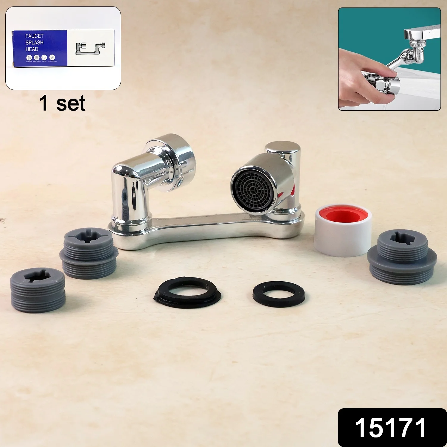Universal Rotating Faucet Splash Head - (Set) - Image 2