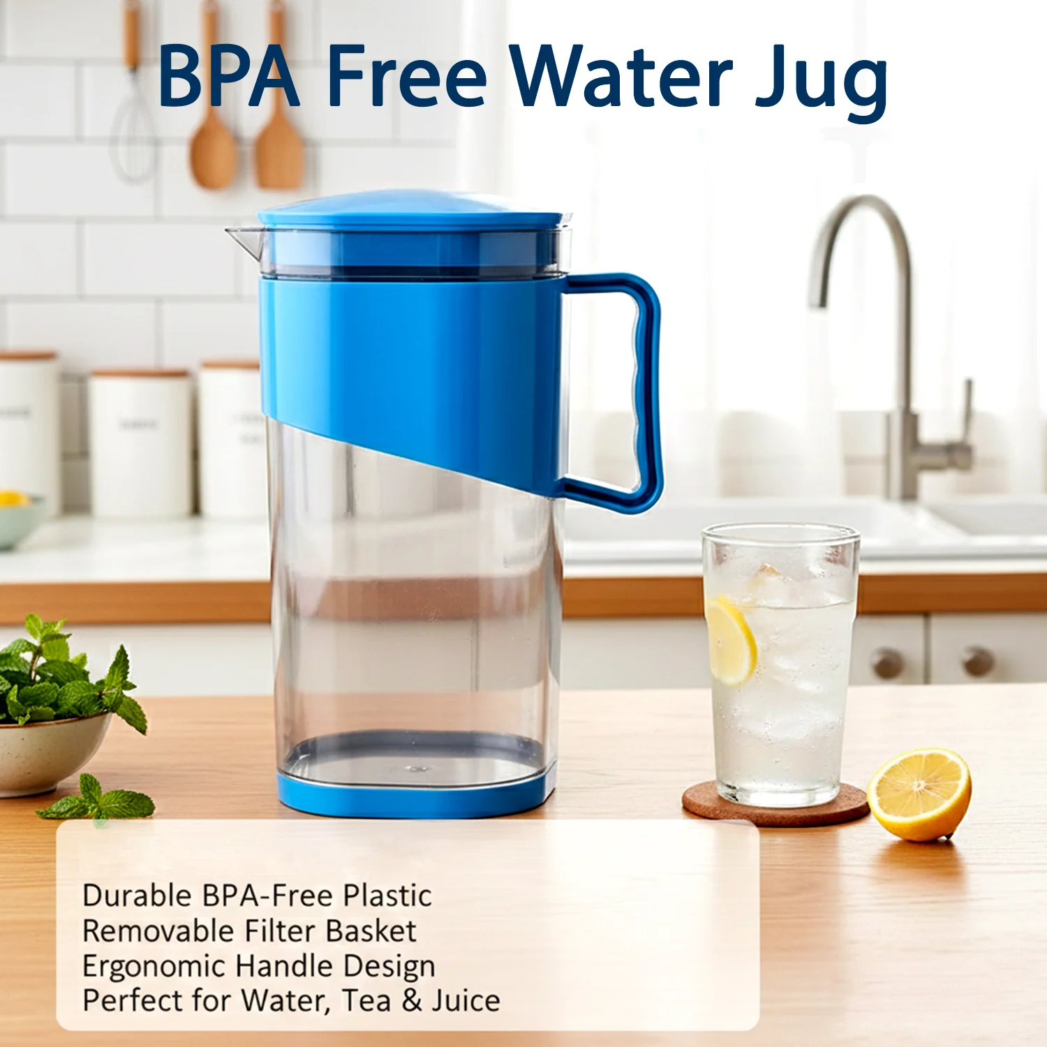 Urban Jug 1.8 Litre | BPA-Free Plastic Water & Juice Jug with Lid and Handle - Image 4