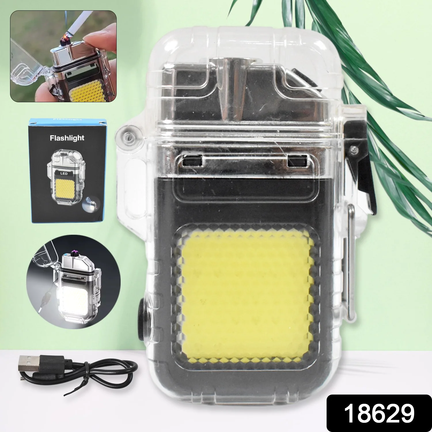 USB Rechargeable Electric Lighter & 3 Modes COB Flashlight (1 Pc) - Image 2