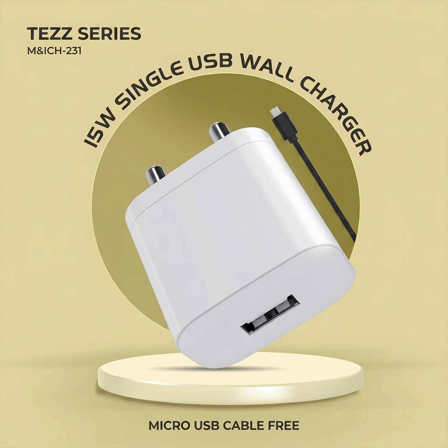 Tezz Series 15W Single USB Wall Charger with Micro USB Cable - Image 3