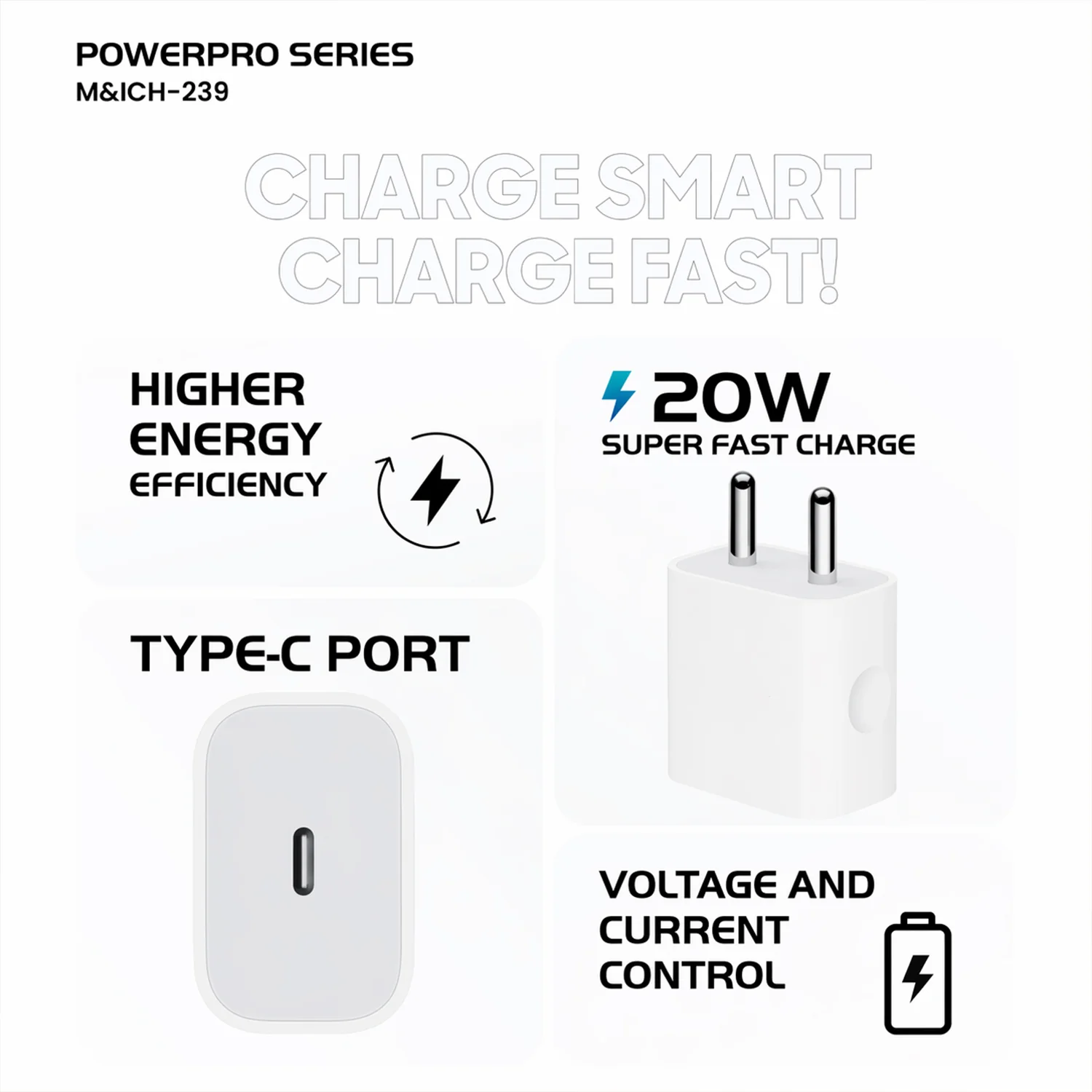 PowerPro Series 20W Fast Charging USB Type-C Power Adapter (1 Pc) - Image 3