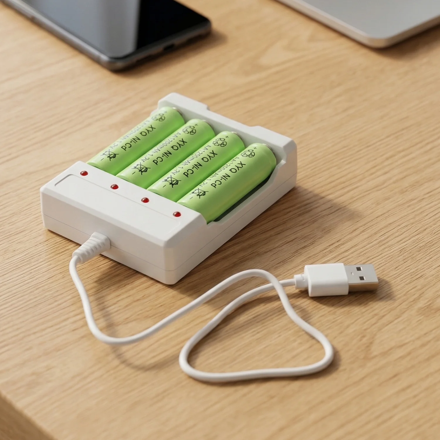 USB Powered Rechargeable AA Battery Charger with 4 AA Batteries (1 Set) - Image 8