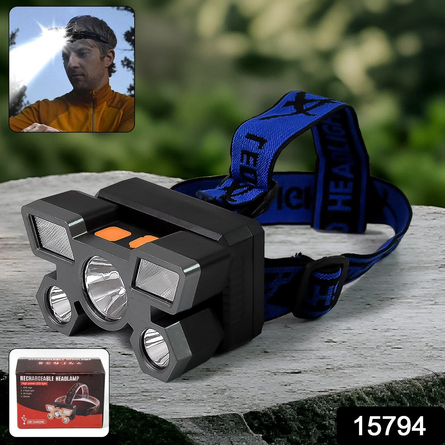 5 LED Headlamp USB Rechargeable Head Light (1 Pc) - Image 2