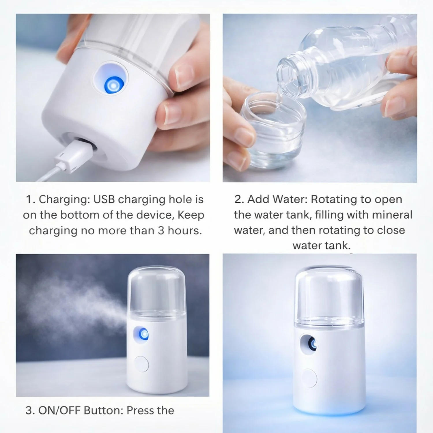 USB Rechargeable Nano Mist Sprayer Facial Humidifier for Face & Skin Care - Image 3